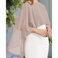 thumbnail image 3 of Vestido de noche de chifón Capelet Shawl para mujer, color caqui, 3 of 7