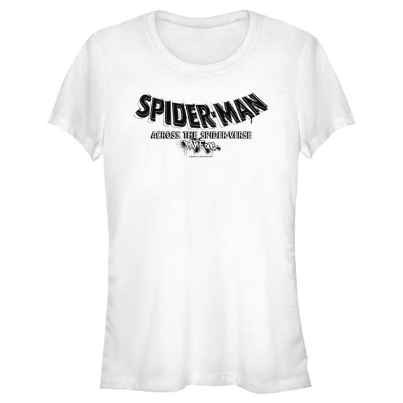 Junior's Spider-Man: Across the Spider-Verse Movie Logo Black Graphic Tee White Small