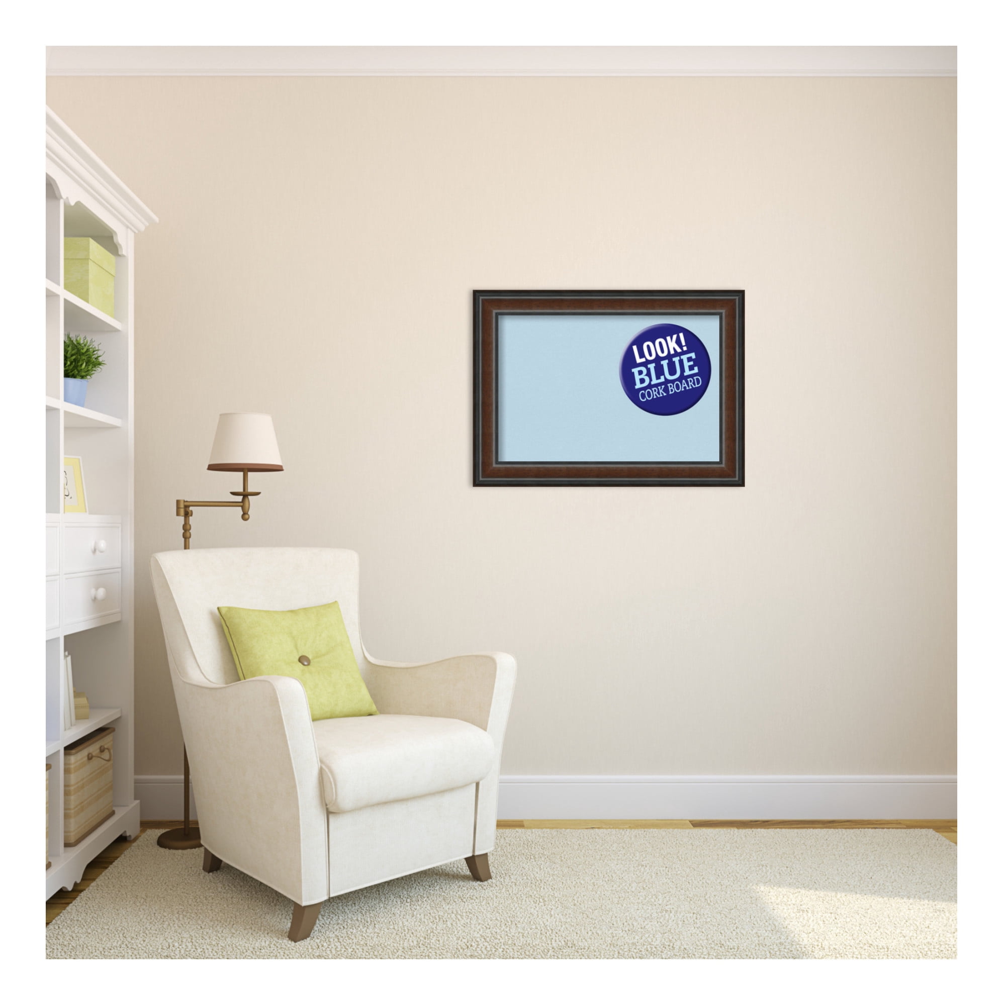 Amanti Art Natural Cork Board Wood Framed Cyprus Walnut Bulletin Board 29 in. x 21 in.