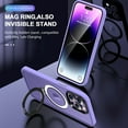 thumbnail image 3 of Magnetic for iPhone 12 Pro Max Case, Compatible for Mag-Safe Charging with Kickstand Ring Holder, Military-Grade Shockproof Protection Translucent Back for iPhone 12 Pro Max Phone Case, Lightpurple, 3 of 6