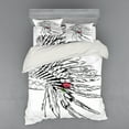 thumbnail image 2 of Ambesonne Feather Bedding Set 3 Pcs, Headdress Sketch Design, Twin XL, Black White Multicolor, 2 of 3