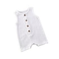 thumbnail image 4 of Baby Solid Color Romper, Sleeveless Round Collar Button Open Front One-piece, 4 of 9
