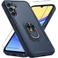 thumbnail image 1 of KOMI Compatible with Samsung Galaxy A15 5G Case with Screen Protector+Camera Lens Protector,Heavy Duty Full Body Phone Cover Built in Metal Ring Holder Kickstand,2024 Navy Blue, 1 of 5