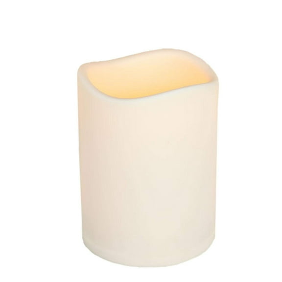 6" Large Beige Bisque Led Lighted Flameless Battery Operated Indoor/Outdoor Pillar Candle