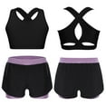 thumbnail image 3 of MSemis Kids Girls 2pcs Sports Set Keyhole Cross Back Tank Tops and Shorts Set For Yoga Gymnastics Dance Light Purple 10, 3 of 4