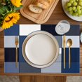 thumbnail image 2 of Blue Black Placemats Set of 2 Geometric Abstract Color Block Plaid Modern Place Mats Washable Table Mats for Party Kitchen Dining Decoration, 12 X 18 Inch, 2 of 8