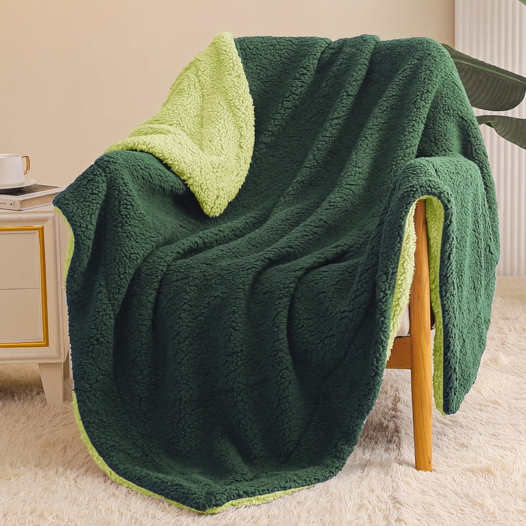 Exclusivo Mezcla 50" x 60" Reversible Sherpa Throw, Green photo 3