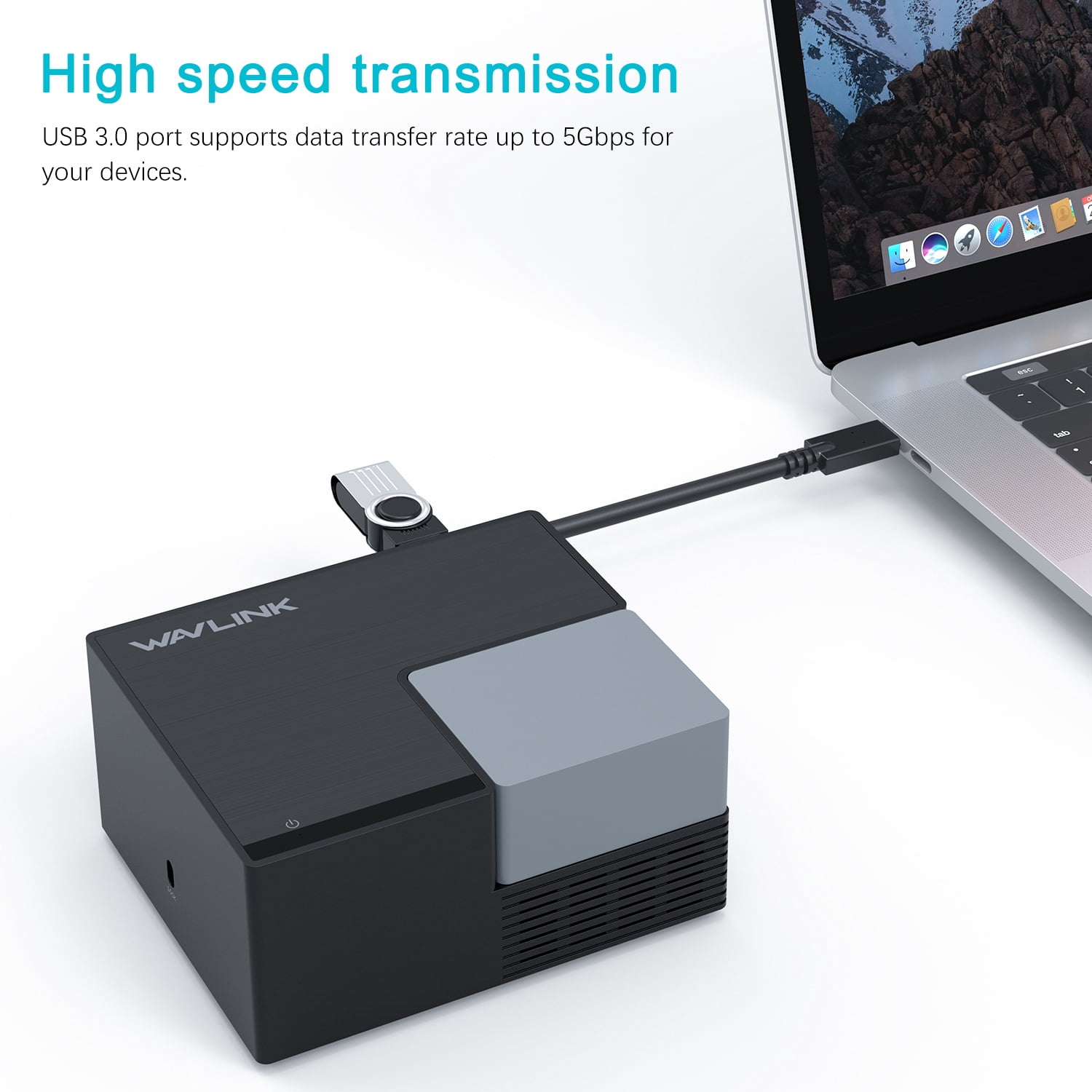 WAVLINK USB 3.0/USB C Universal Laptop Docking Station, 10-in-1 USB-C Dock with Dual HDMI, RJ45 Ethernet, 100W Power Delivery, 4 USB Ports, Audio