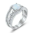 thumbnail image 3 of Trio Set Three Piece Round Ring Lab White Opal 925 Sterling Silver Size 8, 3 of 4