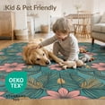 thumbnail image 4 of ODIKA 9'x12' Washable Area Rug Non-Slip, Chair-Friendly Tropical Floral Mosaic With Distressed Jungle Border Snake Vintage Refined for Dining Room, Basement, Large Office, 4 of 7