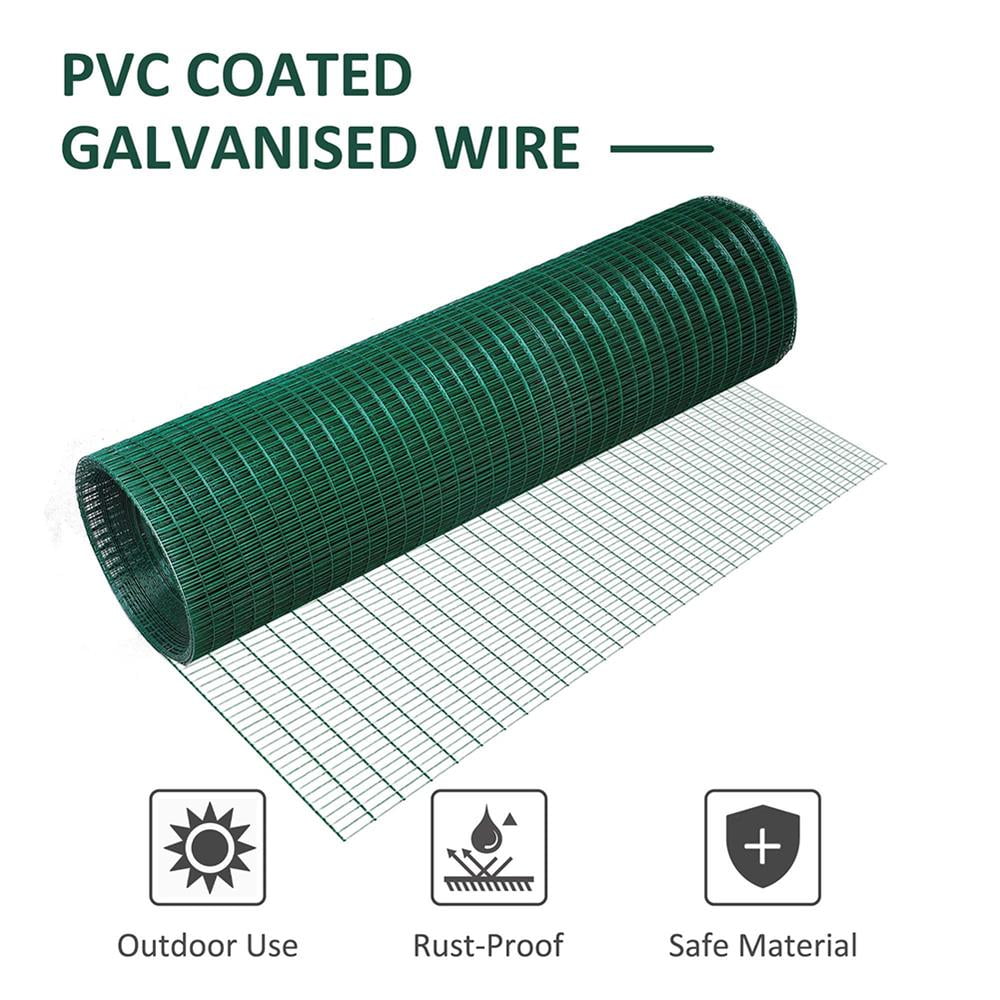 Topcobe PVC Coated Steel Chicken Rabbit Mesh Fencing Wire Garden Galvanized Fence Border, Resuable Temporary Netting for Garden Fencing