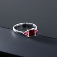 thumbnail image 5 of Gem Stone King 10K White Gold Red Garnet and Pink Tourmaline 3 Stone Engagement Ring for Women (1.24 Cttw, Gemstone January Birthstone, Princess Center 5MM, Trillion 3.5MM, Size 9), 5 of 5