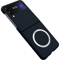 Case for Samsung Galaxy Z Flip 3 5G Case Compatible with MagSafe Charger Carbon Fiber Minimalist Style Slim Fit Anti-Scratch Shockproof Cover, Blue