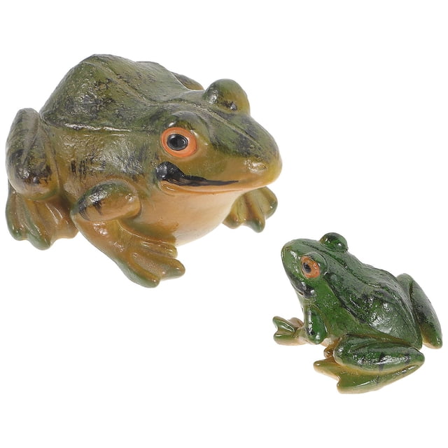 2Pcs Resin Frog Statue Chic Frog Craft Sculpture Home Tabletop Resin Decor Home Accessory