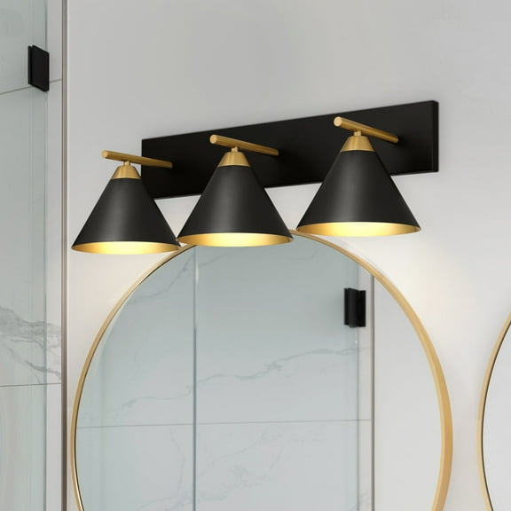 Luxury Modern Bath Light, Large Size: 8.75''H x 27.5''W, with Modern Farmhouse Style Elements, Matte Black Finish, UQL5541 from the Kiel Collection by Urban Ambiance