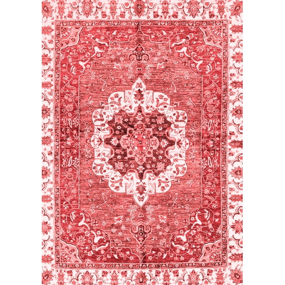 Ahgly Company Machine Washable Indoor Rectangle Abstract Red Modern Area Rugs, 6' x 9'