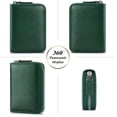 thumbnail image 4 of SCHLATUM Genuine Leather Rfid Blocking Card Holder, Accordion Zipper Wallet with 9 Card Slots, Coin Pocket for Women, Dark Green, 4 of 6