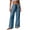 Blue, variant on hoksml Women's Drawstring High Waist Wide Leg Pants, Elastic Casual Pants with Patch Pockets, Loose Fit Pants for Summer Daily and Beach Wear
