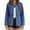 Blue, variant on Women's turn Down Collar Solid Color Casual Denim Jacket with Open Front Daily Wear