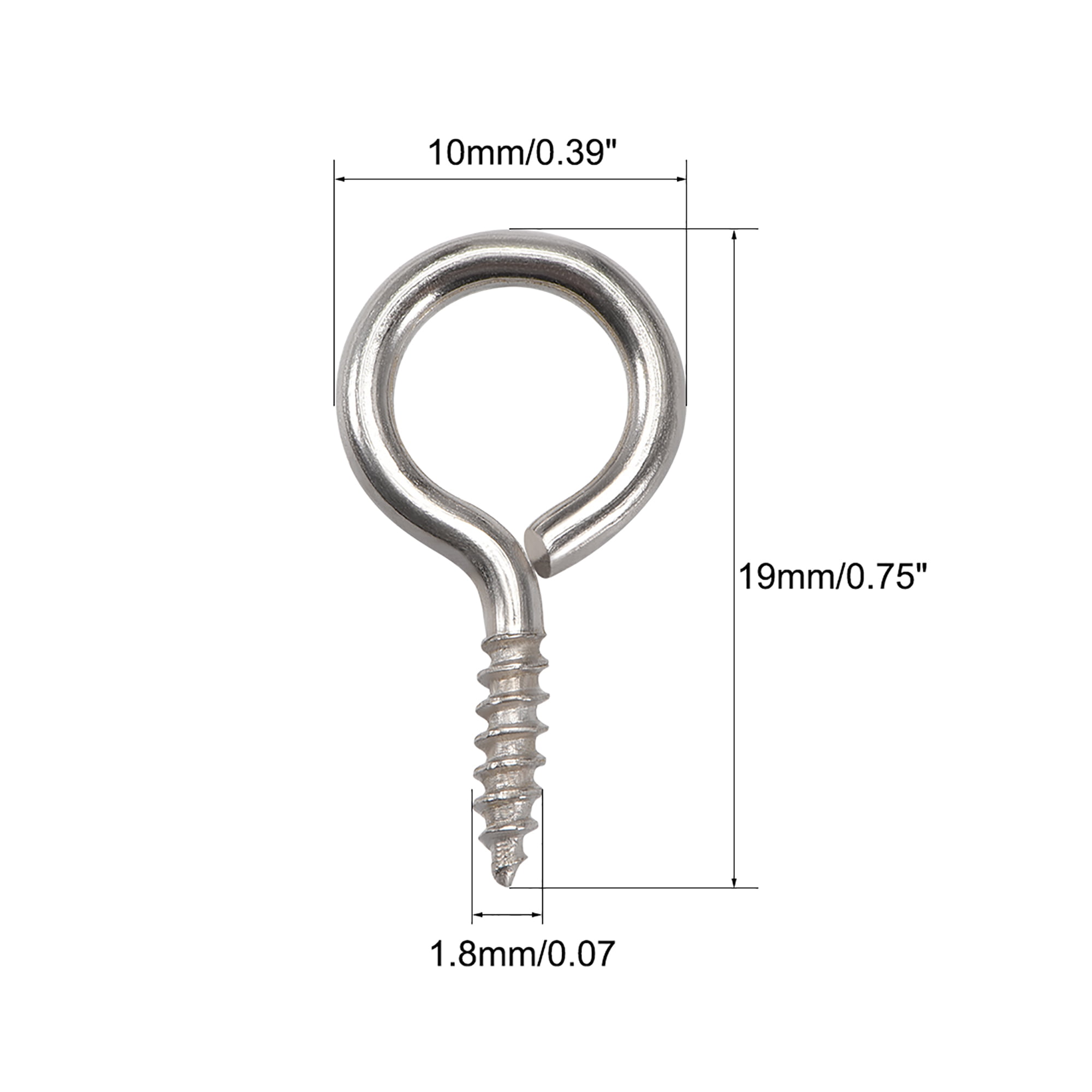 uxcell 0.67 inches Small Screw Eye Hooks Self Tapping Screws Carbon Steel  Screw-in Hanger Eye-Shape Ring Hooks Silver 100pcs – BigaMart