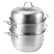 Wchiuoe Pot à vapeur pour cuiseur à soupe, pot à vapeur de cuisine à 3 couches en acier inoxydable, marmite à grande capacité pour cuisine de restaurant à vapeur pour la maison