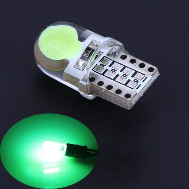 Encendiendo 10 Uds 12V T10 W5W lámpara LED COB carcasa de silicona luces laterales de giro del coche (verde)