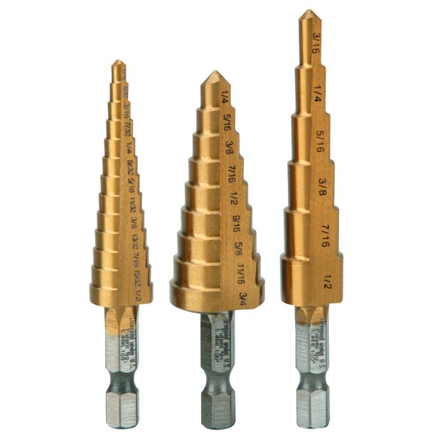Warrior Drill Bit Set Titanium High Speed Steel Step Tool 3 Pc 91616