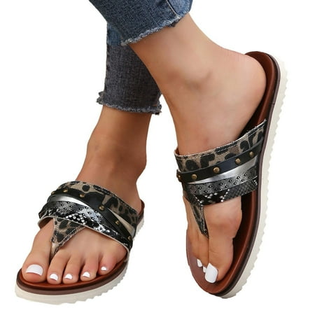 

Boho Slide Sandals for Women Girls Dressy Low Wedge Thong Sandals Casual Toe Ring Flat Sandals Cute Summer Bohemian Travel Flip Flop Sandal Shoes