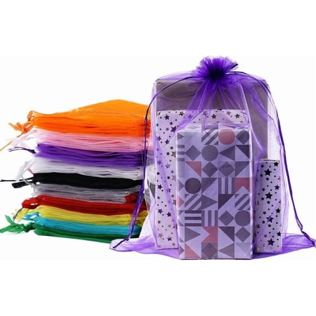 12PCS Big Organza Bags, 12x16in Big Mesh Bags Drawstring, Mesh Gift Bags Drawstring for Shoes, gift bags, home storage, Christmas, gardening, dolls(mixedcolor)