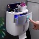 thumbnail image 2 of Caja organizadora de pañuelos de papel, soporte para teléfono, caja de plástico impermeable para servilletas de baño, contenedor de montaje Almacenamiento y organización del hogar Negro+Blanco Yuarrent HA065530-02B, 2 of 6