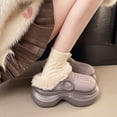 thumbnail image 5 of SYMSHOES Womens Gray Chunky Platform Mules - Faux Faux Fur Lined Warm Indoor Outdoor Retro Fashion Cozy Flock Slippers for Women,Size 36, 5 of 9