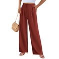 thumbnail image 3 of Pantalones PRETTYGARDEN Palazzo de Pierna Ancha Rojo Óxido Talle Alto XL, 3 of 9