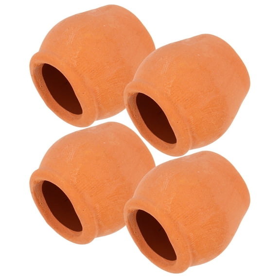 Raindrops Set of 4 Mini Clay Pots for Small Space Gardening, Round Plant Containers