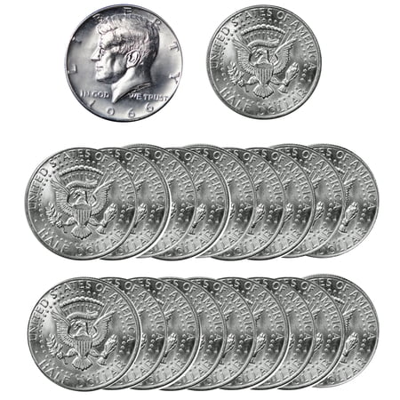 1966 Kennedy Half Dollar SMS Roll - Gem 40% Silver - 20-Coin U.S. Lot