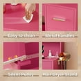 thumbnail image 5 of Furmax Drawers Mirror USB Power Outlet Vanity Desk Table Set Pink, 5 of 7
