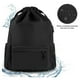 thumbnail image 3 of Mochila con CordóN con CordóN Mochila Deportiva Bolsa de Gimnasio con Bolsillo Lateral para Mujeres Hombres Negro, 3 of 5