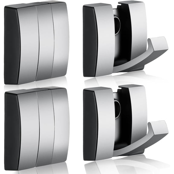 ABPETE 4 Pcs Folding Hideaway Coat Hooks Heavy Duty Wall Towel Hooks for Bathrooms Retractable Coat Space Aluminum Wall Hanging Holder for Closet Scarf Hat Robe Key Purse Bag(Gray)