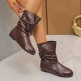 thumbnail image 5 of Goodw7 Womens Round Toe Flat Booties, Soft Leather Pull-on Short Boots with Relaxed Gathered Shaft, Comfortable Stable Shoes for Long Time Standing Walking, 5 of 9
