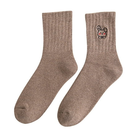 

Cptfadh Women s Cute Embroidery Socks Tube Socks Thick Warm Terry Socks