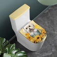 thumbnail image 2 of HELLHERO Sunflower The Puppy Bathroom Toilet Lid Cover of 2-Piece Adjustable Bathroom Toilet Cozy Set Washable Household, 2 of 5