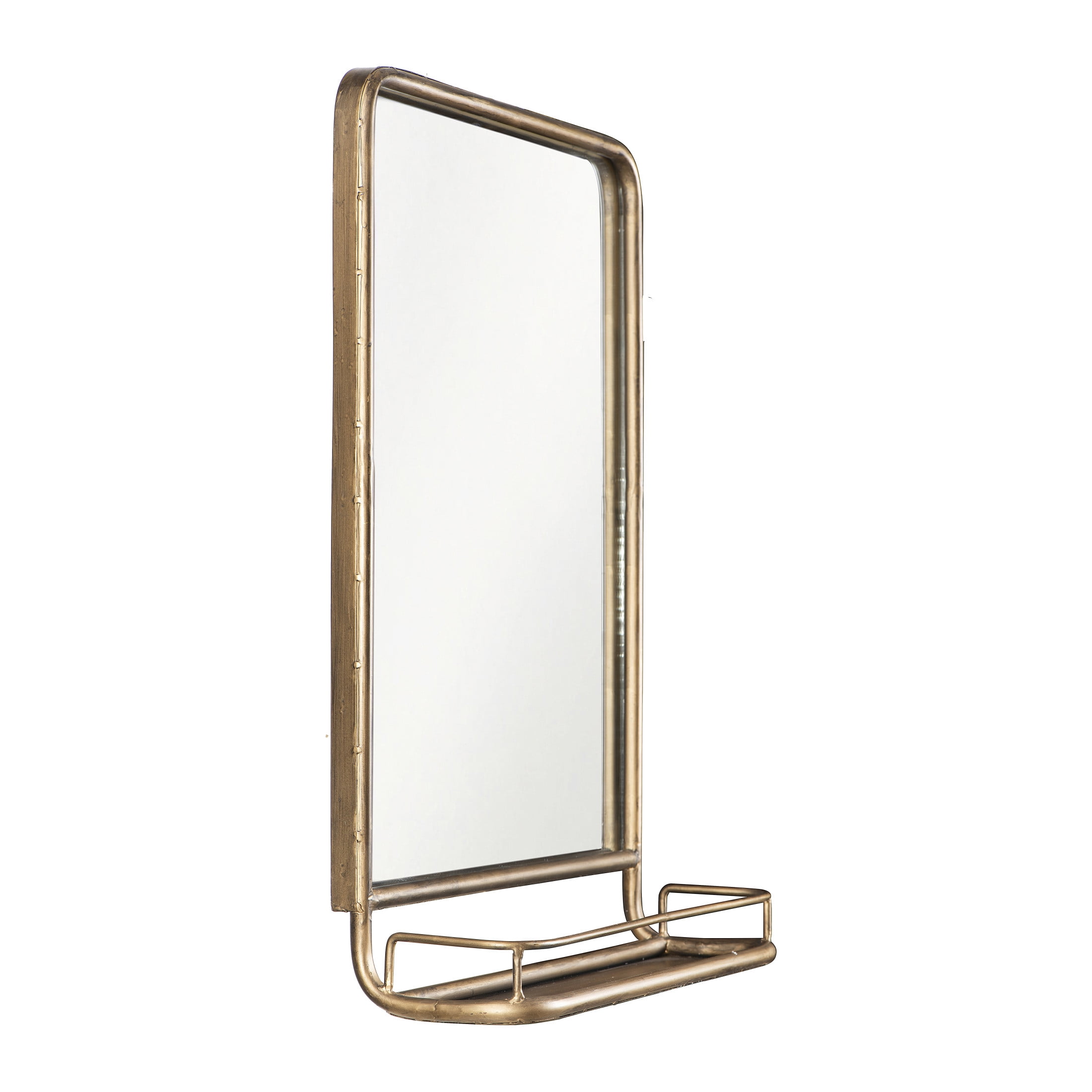 Creative Co-Op Metal Framed Wall Mirror with Shelf, Brass
