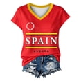thumbnail image 4 of Women's V Neck Short Sleeve Soccer Top, Spain National Team Themed Gradient 2026 Soccer Cup Casual Match Day Outfit Shirt, 4 of 4