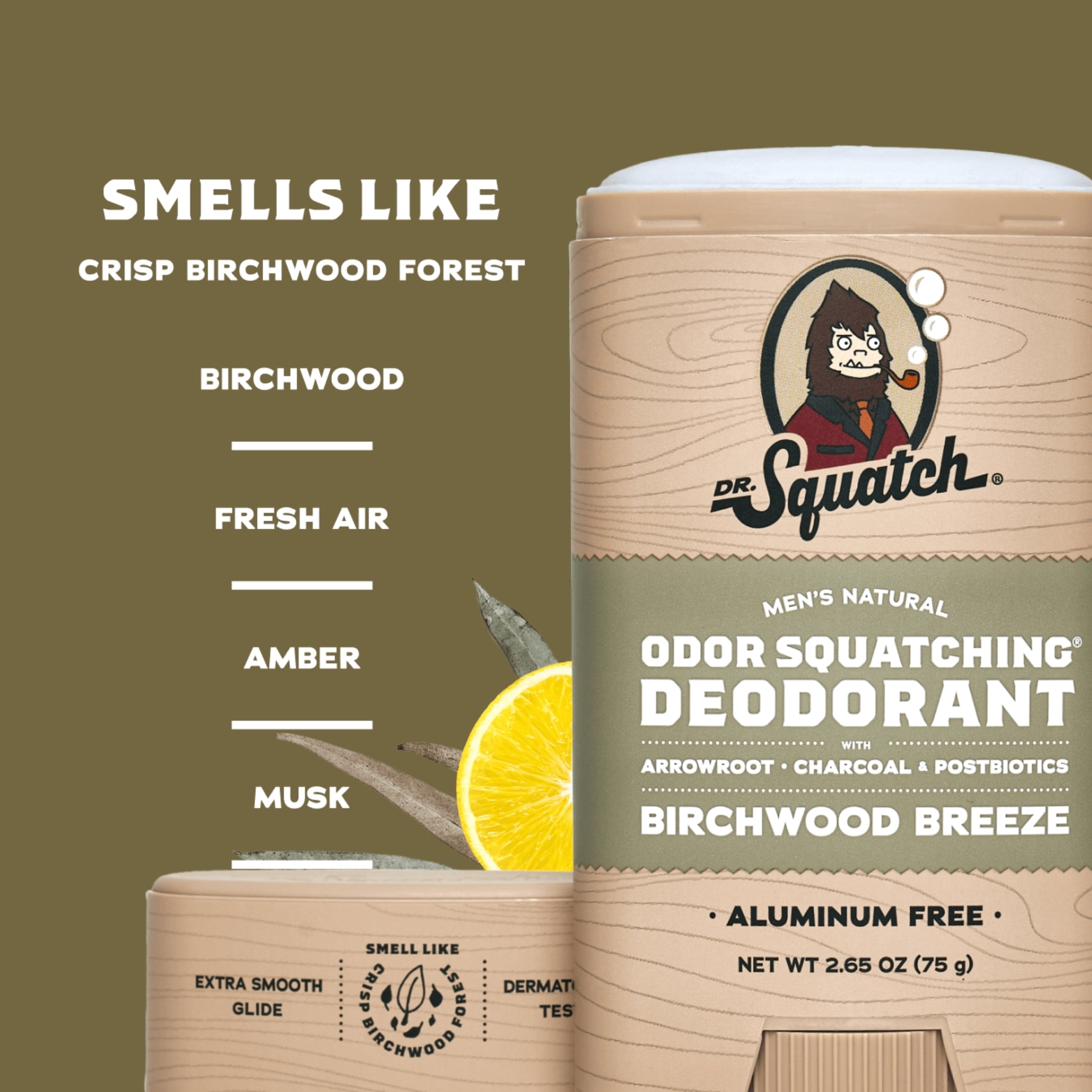 Dr. Squatch Natural Men's Deodorant - Odor-Squatching Aluminum Free - Birchwood Breeze (2.65 oz)