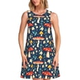 thumbnail image 1 of Balery Colorful Mushrooms Vestidos de verano para mujer con estampado: vestido holgado sin mangas, vestido playero informal y cómodo para días calurosos., 1 of 7