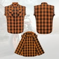 thumbnail image 6 of Dream Apparel Men's Sleeveless Flannel Shirt Black & Orange Sleek Design Cotton Shirt Frayed Sleeves, 6 of 7