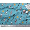thumbnail image 2 of Soimoi Blue Poly Georgette Fabric Hand,Snake & Skull Halloween Print Fabric by the Yard 52 Inch Wide, 2 of 3
