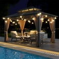 thumbnail image 3 of 10'x12'/10'x13' Hardtop Gazebo, Outdoor Polycarbonate Double Roof Canopy, Aluminum Frame Permanent Pavilion with Curtains and Netting, Sunshade for Garden, Patio, Lawns, 3 of 8