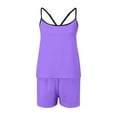 thumbnail image 4 of AWZXDE Women's Casual Sleep Tank Top Set Solid Color Strappy and Shorts Loungewear Purple,S, 4 of 6