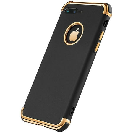 iPhone 8 Plus Case, Ultra Slim Flexible iPhone 8 Plus Matte Case, Styles 3 in 1 Electroplated Shockproof Luxury Cover Case for iPhone 8 Plus (Black) BLACK