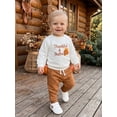 thumbnail image 6 of BemeyourBBs Toddler Baby Boys Thanksgiving Outfit Newborn Baby Boy Fall Winter Clothes Infant Long Sleeve Letter Turkey Embroidery Sweatshirt Tops and Drawstring Jogger Pants Set, 6 of 9